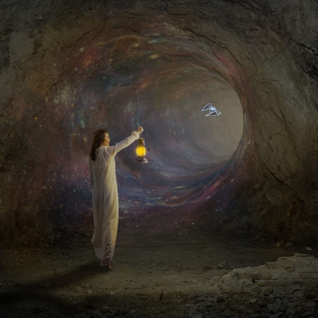 A man showing lights in the cave whatsapp dp image