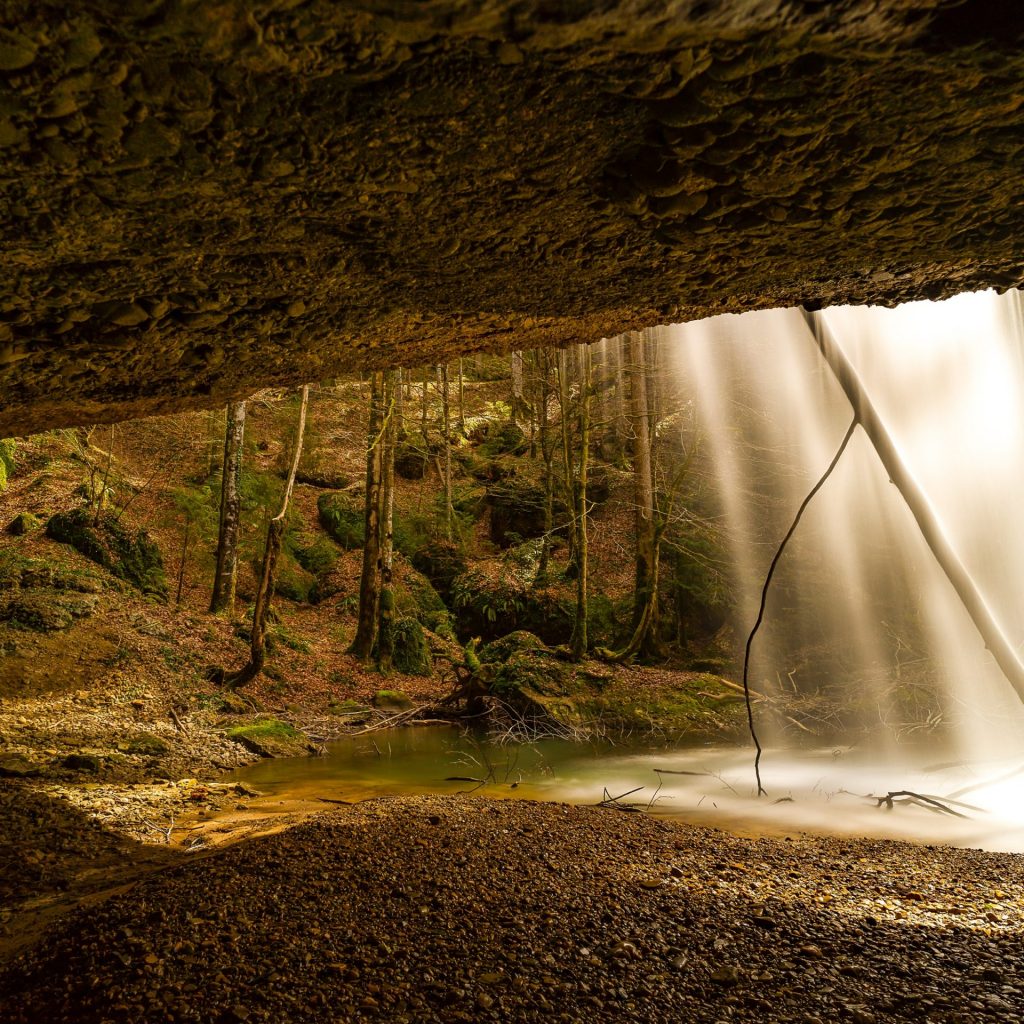 Cave with waterfall whatsapp dp image