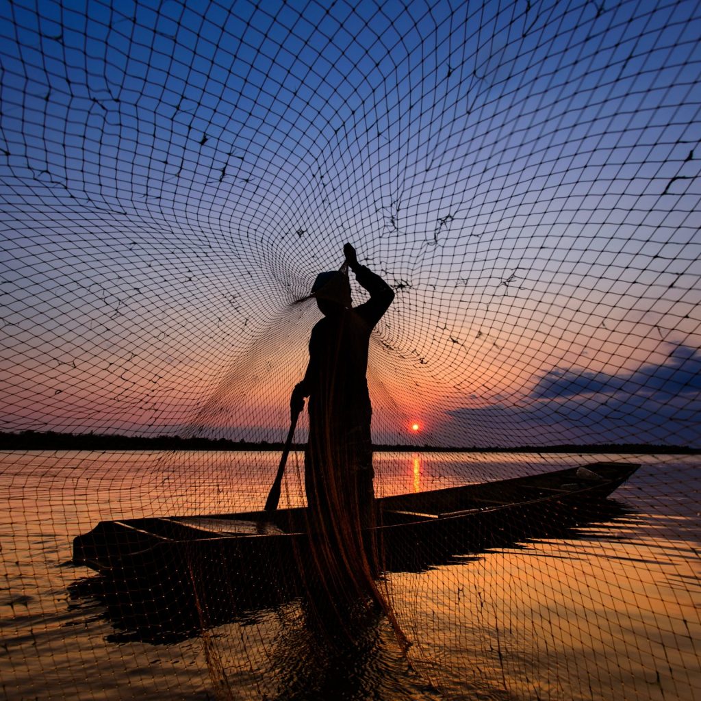A Man Fishing In River Whatsapp Dp Image