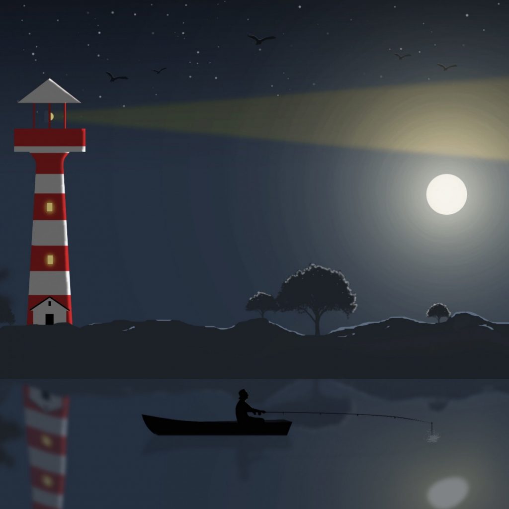 A fisherman catching fish in moonlight whatsapp dp image