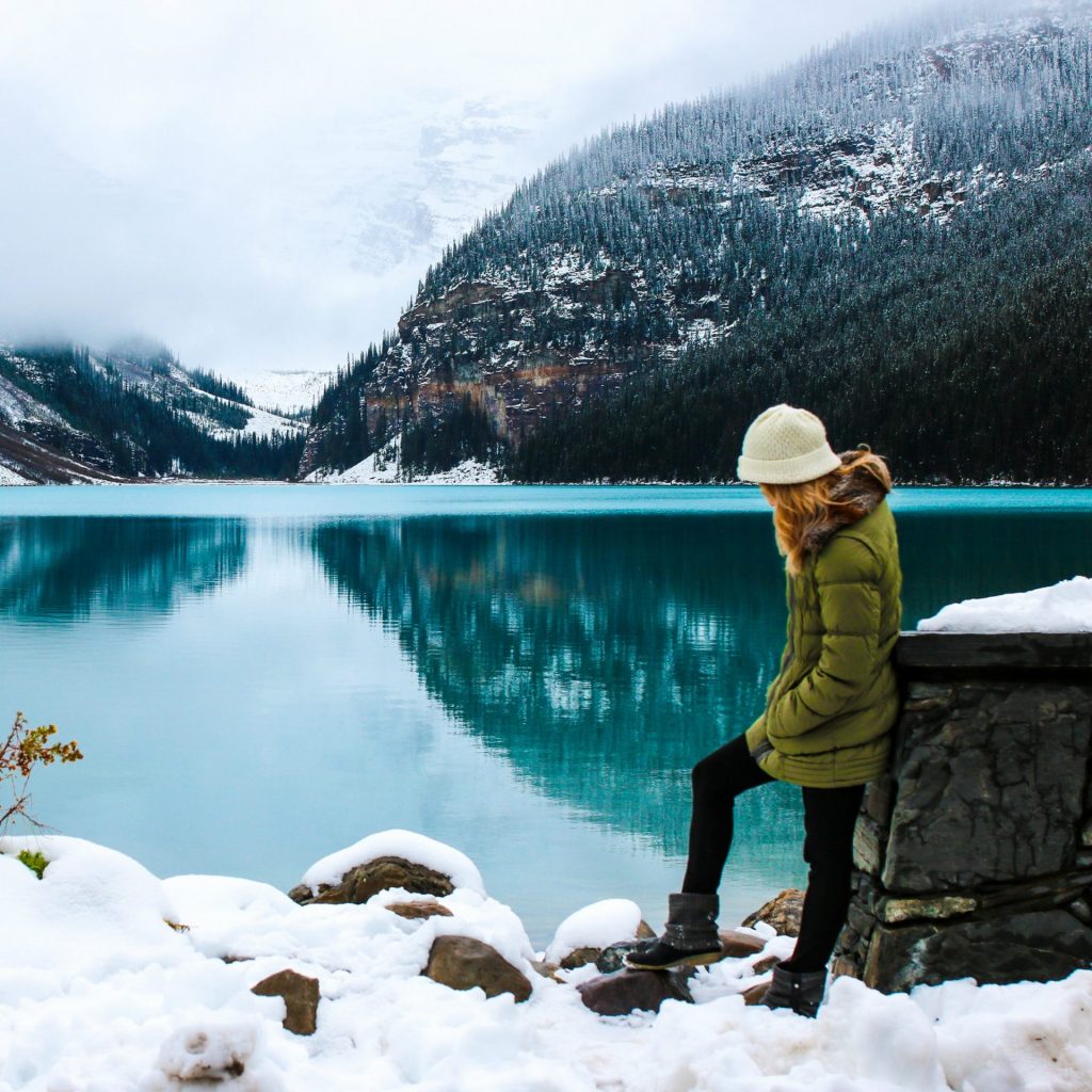 A girl enjoy icelands in winter season whatsapp dp image