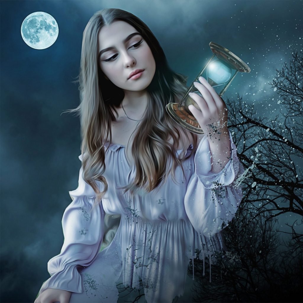 A girl enjoy moonlight whatsapp dp image