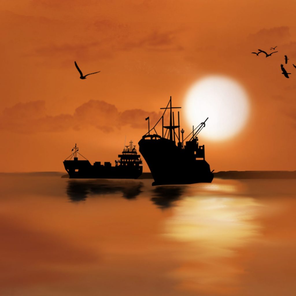 Ship With Ocean Sunset Whatsapp Dp Image