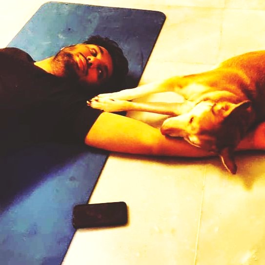 Gursimran Khamba Playing With His Dog Pet WhatsApp DP Image