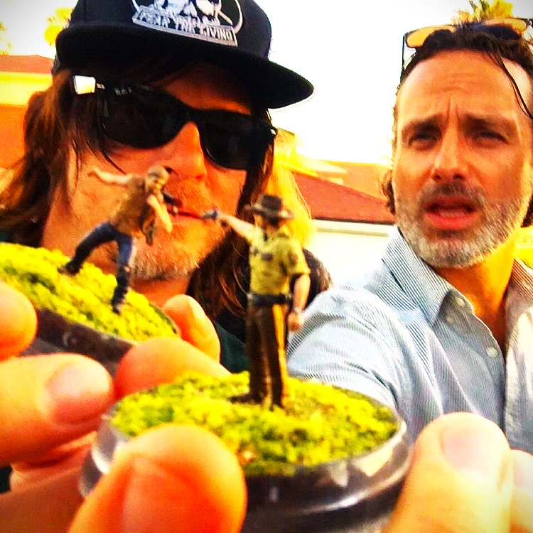Andrew Lincoln And His Friend Holding Toys WhatsApp DP Image