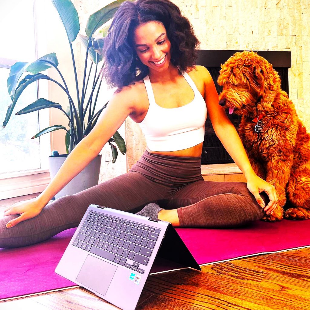 Corinne Foxx Doing Yoga WhatsApp DP Image