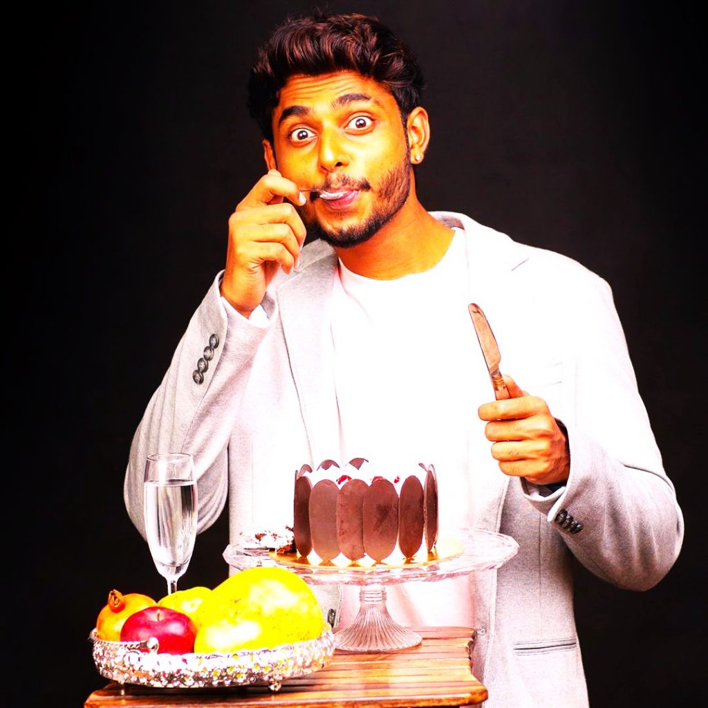 Harsha Sai Eating Cake WhatsApp DP Image
