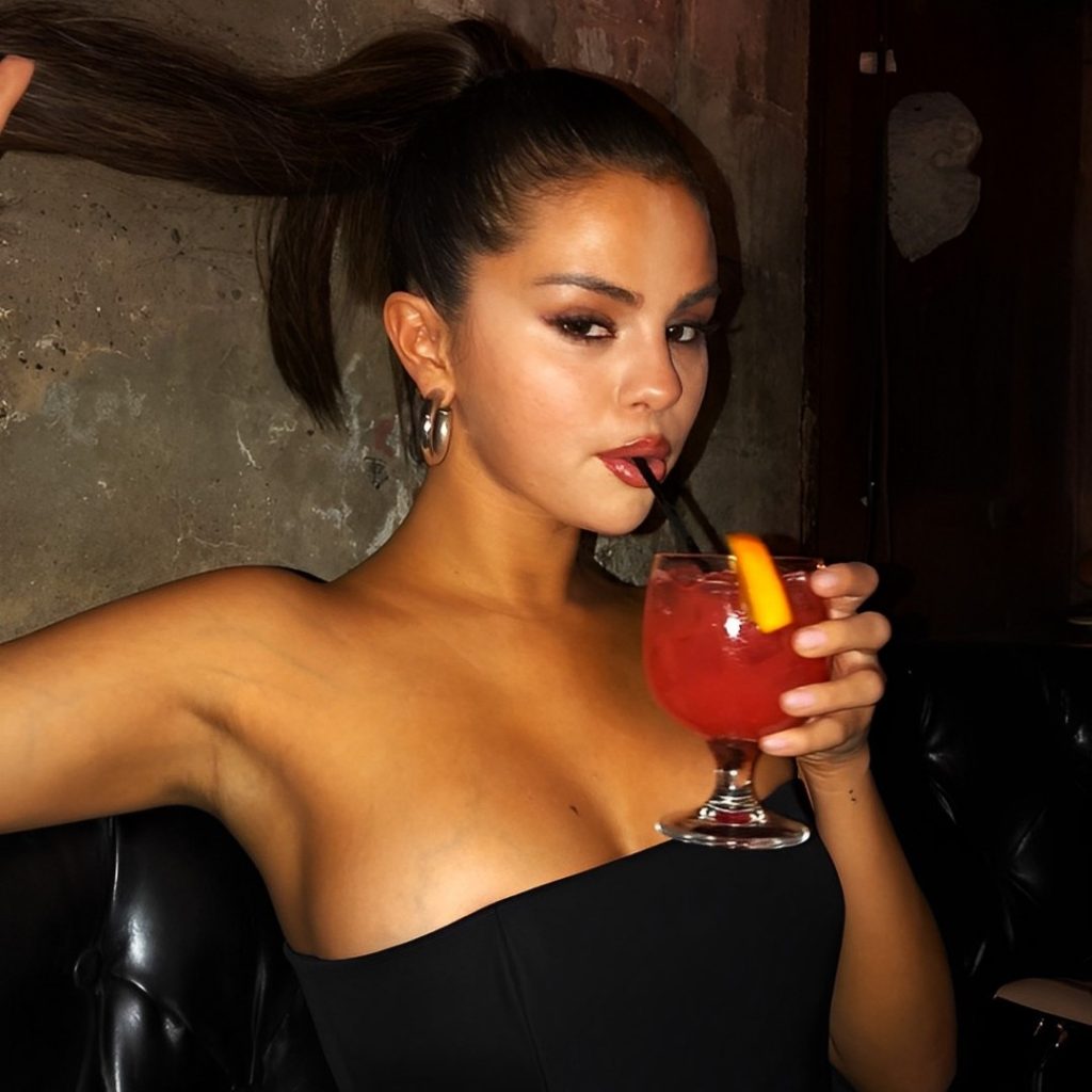 Selena Gomez Enjoying The Drink